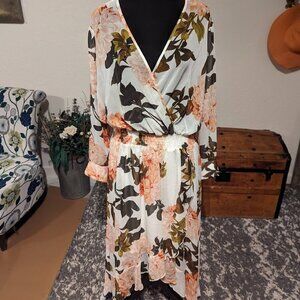 Enfocus Studio Long Sleeve Floral Dress w/ Elastic Waist | Size L